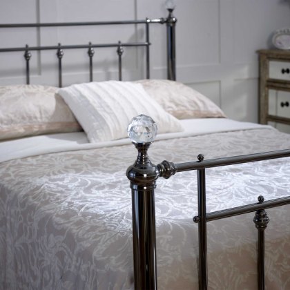 Libra Bedstead Black Chrome With Dual Finials (Multiple Sizes)