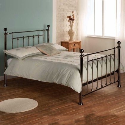 Libra Bedstead Black Chrome With Dual Finials (Multiple Sizes)