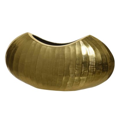 Vase With Line Carving Gold 19.5cm Vase With Line Carving Gold 19.5cm