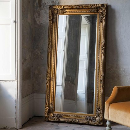 Carved Louis Rectangular Leaner/Floor Standing Mirror Gold Carved Louis Rectangular Leaner/Floor Standing Mirror Gold