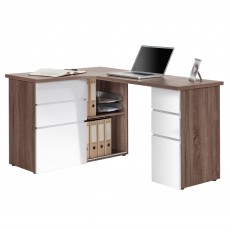 Malone Corner Desk Oak & High Gloss White