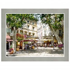 Artko Cafes In The Square 91cm x 71cm Picture By Richard Macneil Grey Frame