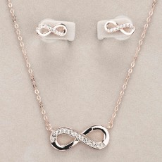 Newgrange Living Infinity Necklace & Earring Set Rose Gold