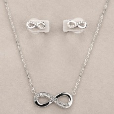 Newgrange Living Infinity Necklace & Earring Set Silver