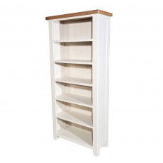 Olivia Wide Bookcase Painted White & Oak Top