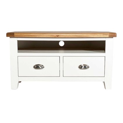 Olivia Corner TV/Entertainment Unit White & Oak Top