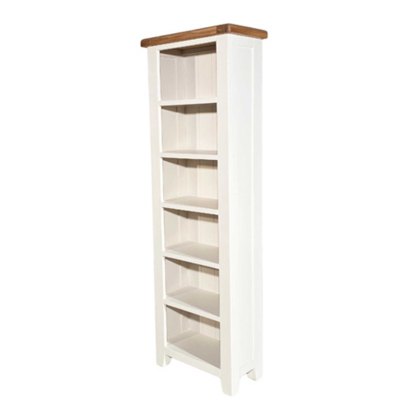 Olivia Narrow Bookcase White & Oak Top