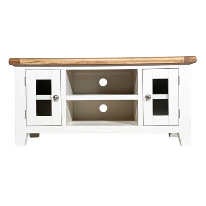 Olivia 2 Door + 2 Drawer TV/Entertainment Unit White & Oak Top