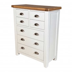 Olivia 4+3 Drawer Chest of Drawers Painted White & Oak Top