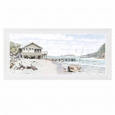 Artko Driftwood Bay 127cm x 61cm Canvas By Richard Macneil White Frame