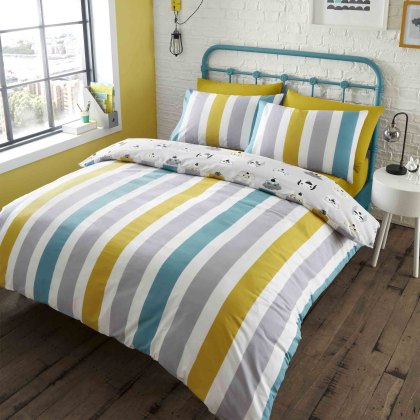 Cool Dogs Reversible Duvet Cover Set Grey (Multiple Sizes)
