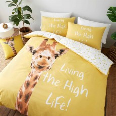 Catherine Lansfield Giraffe Reversible Duvet Cover Set Yellow (Multiple Sizes)