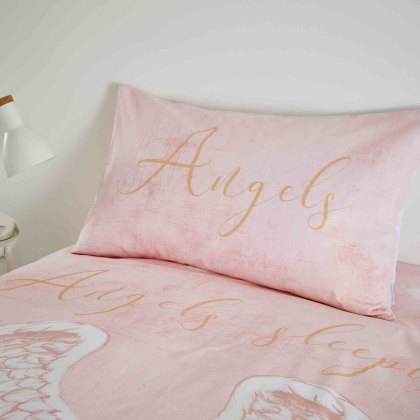 Angel Reversible Double Duvet Cover Set Pink