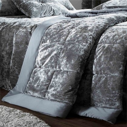 Crushed Velvet 220cm x 220cm Bedspread Silver