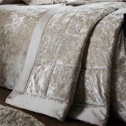 Crushed Velvet 220cm x 220cm Bedspread Natural