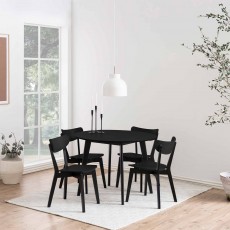 Roxby 4 Person Round Dining Table Oak Black