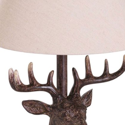 Stag Head Table Lamp Brown
