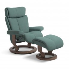 Magic Medium Chair With Classic Base + Footstool Paloma Leather