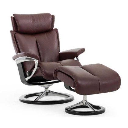 Magic Medium Chair With Signature Base + Footstool Paloma Leather Magic Medium Chair With Signature Base + Footstool Paloma Leather