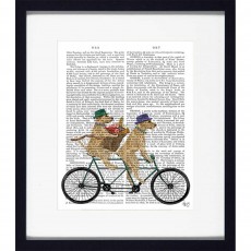 Camelot Dogs On Tandems II 30cm x 34cm Picture Black Frame
