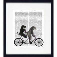 Camelot Dogs On Tandems III 30cm x 34cm Picture Black Frame