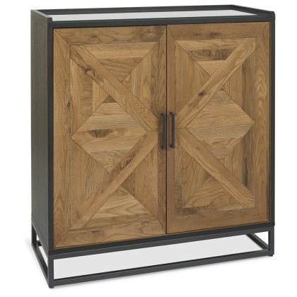 Khan 2 Door Drinks Cabinet Rustic Oak