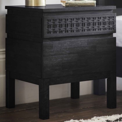 Jaipur 2 Drawer Bedside Locker Black