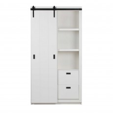 Slide Barn 1 Door + 4 Drawer Wardrobe/Display Cabinet White