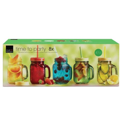Drinks Glass With Straw (Set Of 8)