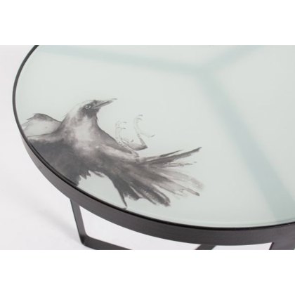 Fly Side Table Metal & Glass Black 45cm x 50cm