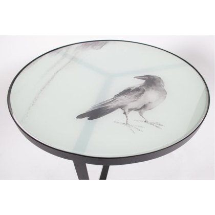 Fly Side Table Metal & Glass Black 55cm x 38cm