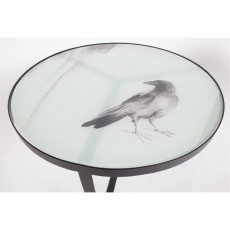 BePureHome Fly Side Table Metal & Glass Black 55cm x 38cm