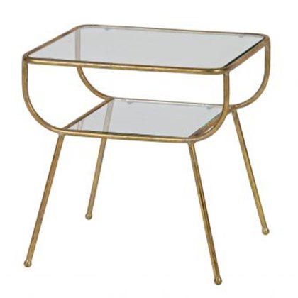 Amazing Side Table Metal & Glass Antique Brass