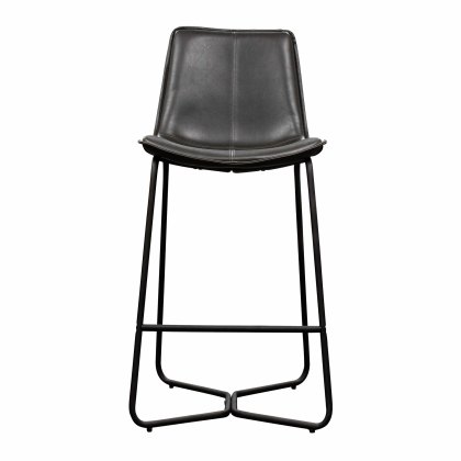 Valencia Low Bar Stool Faux Leather Charcoal Valencia Low Bar Stool Faux Leather Charcoal