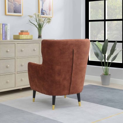 Hamish Armchair Faux Suede Rust