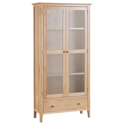 Alford 2 Door + 1 Drawer Display Cabinet Light Oak