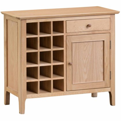 Alford 1 Door + 1 Drawer Sideboard With Wine Rack Light Oak