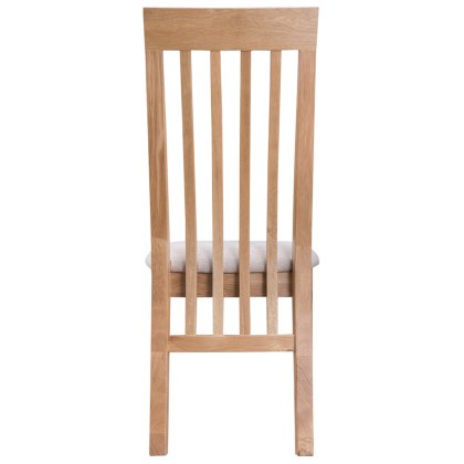 Alford Slatted Back Dining Chair With Fabric Seat Pad Beige Light Oak