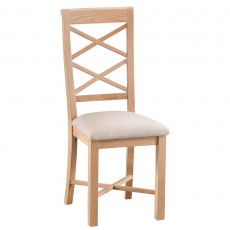 Alford Double Cross Back Dining Chair Fabric Light Oak