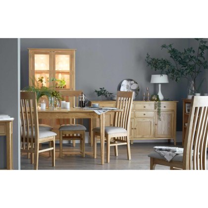 Alford Double Cross Back Dining Chair With Fabric Seat Pad Beige Light Oak