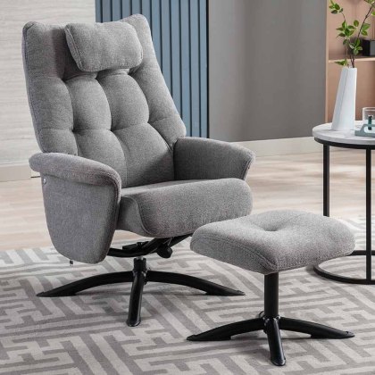 Welles Swivel Recliner & Footstool (Multiple Colours)