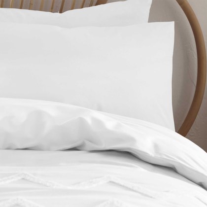 Chevron Tuft Reversible Duvet Cover Set White (Multiple Sizes)