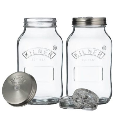Kilner Snack On The Go Glass Jar Set Stainless Steel Cup Keeps Dry  Ingredients Separate from Wet Foods, 17-Fluid Ounces, 0.5L