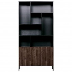WOOOD Gravure Display Cabinet Black With Brown Doors