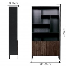 WOOOD Gravure Display Cabinet Black With Brown Doors