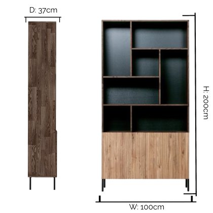 Gravure Display Cabinet Brown With Natural Doors