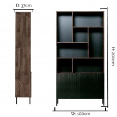 WOOOD Gravure Display Cabinet Brown With Black Doors