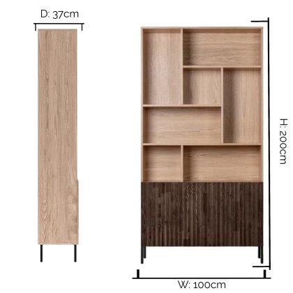 Gravure Display Cabinet Natural With Brown Doors
