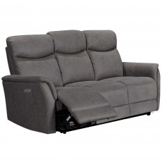 San Boldo Electric Reclining 3 Seater Sofa Suede Look Grey