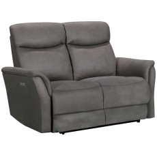 San Boldo Electric Reclining 2 Seater Sofa Suede Look Grey